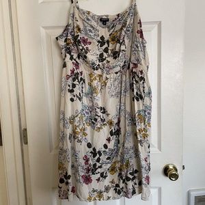 Torrid Floral Print Bow Front Challis Sundress Off White